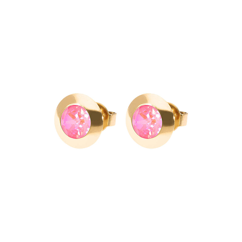 Tondo Stud Earring 0.35" - Gold lotus pink delite