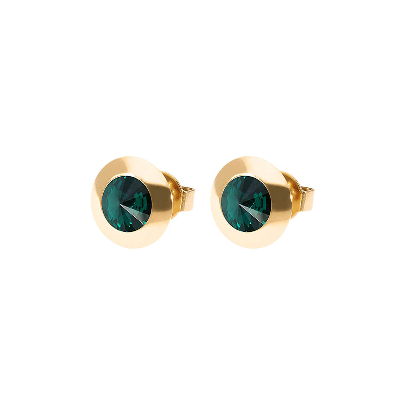 Tondo Stud Earring 0.35" - Gold emerald