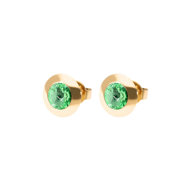 Tondo Stud Earring 0.35" - Gold peridot