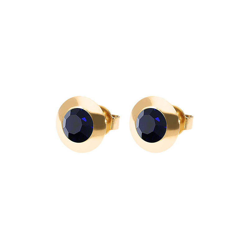 Tondo Stud Earring 0.35" - Gold Dark Indigo