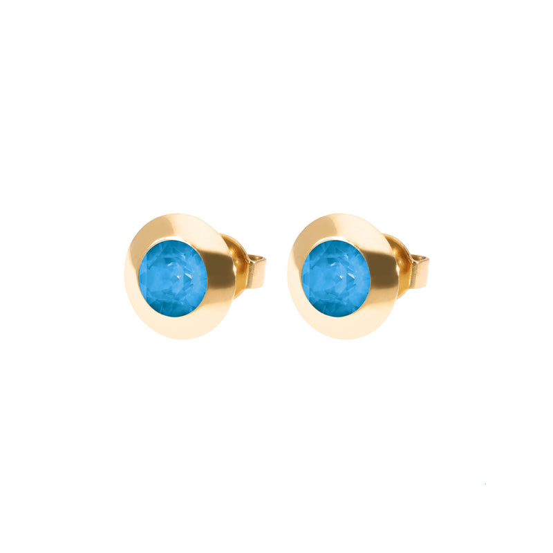 Tondo Stud Earring 0.35" - Gold Denim Blue