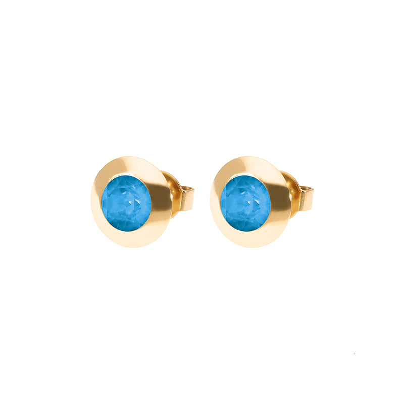 Tondo Stud Earring 0.35" - Gold Denim Blue