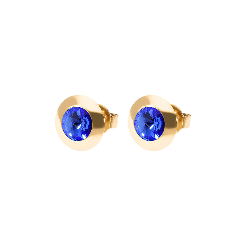 Tondo Stud Earring 0.35" - Gold sapphire
