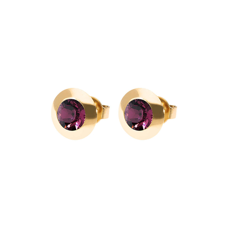 Tondo Stud Earring 0.35" - Gold amethyst