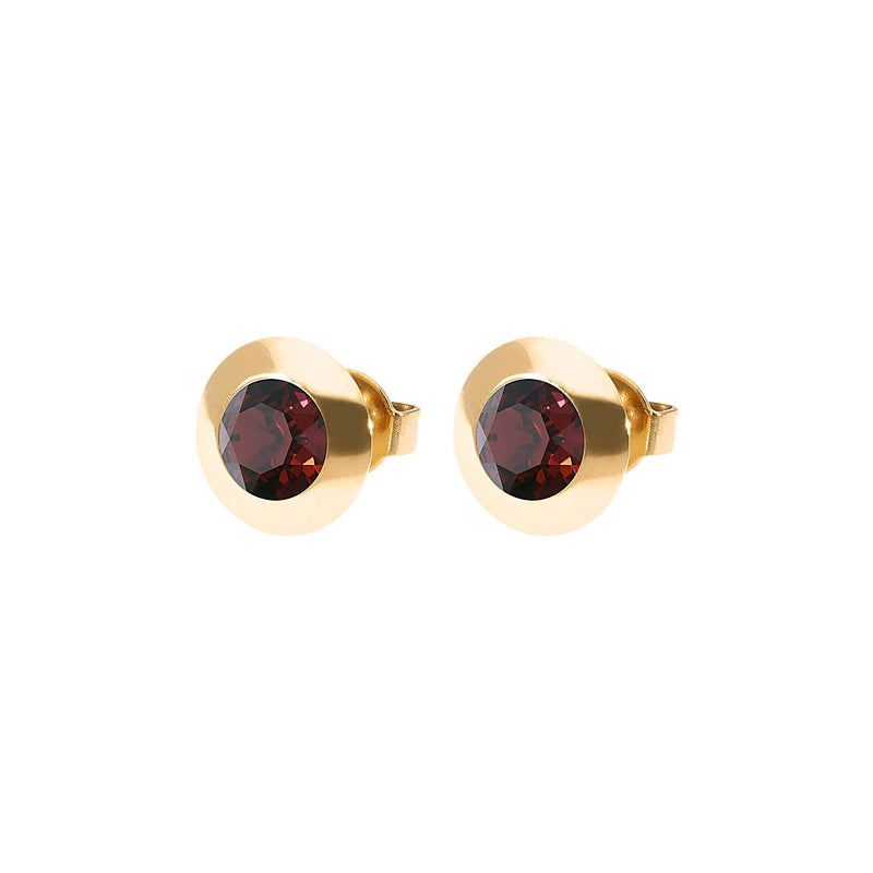 Tondo Stud Earring 0.35" - Gold Burgundy