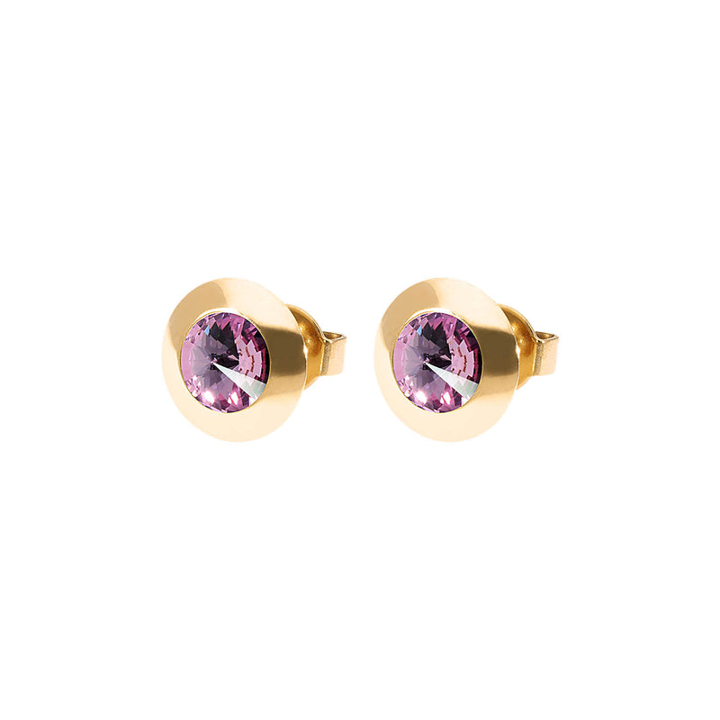 Tondo Stud Earring 0.35" - Gold light amethyst
