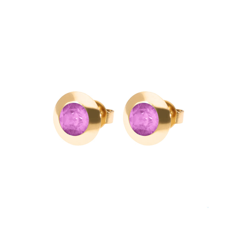 Tondo Stud Earring 0.35" - Gold Crystal Orchid Ignite