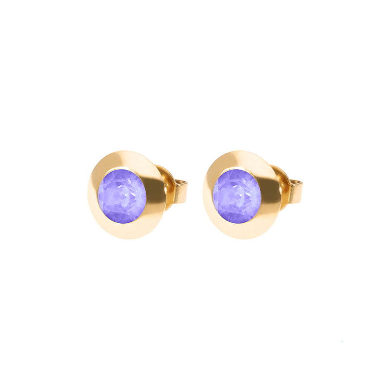 Tondo Stud Earring 0.35" - Gold Crystal Purple Ignite