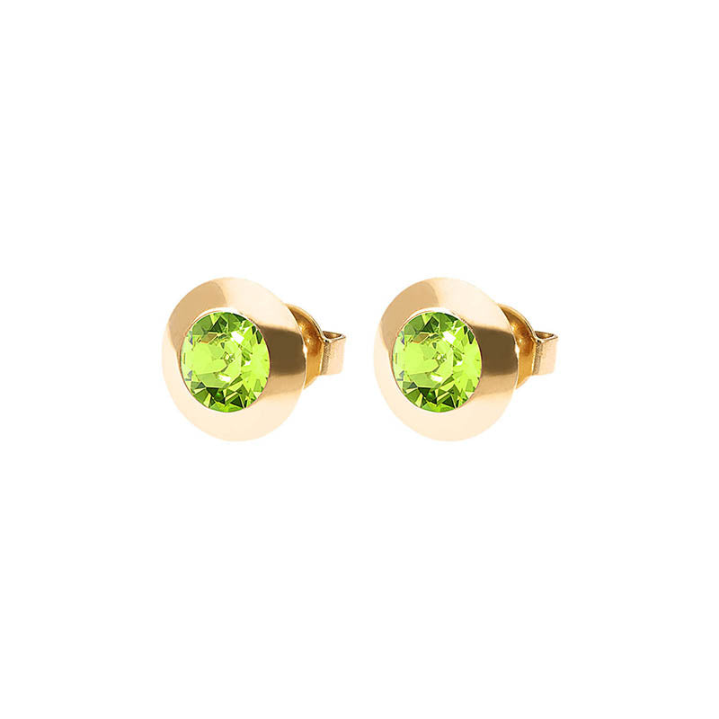 Tondo Stud Earring 0.35" - Gold Citrus Green