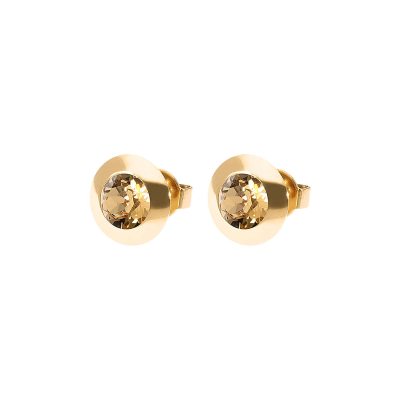 Tondo Stud Earring 0.35" - Gold light colorado topaz