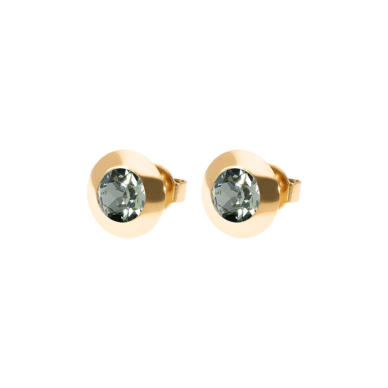 Tondo Stud Earring 0.35" - Gold black diamond