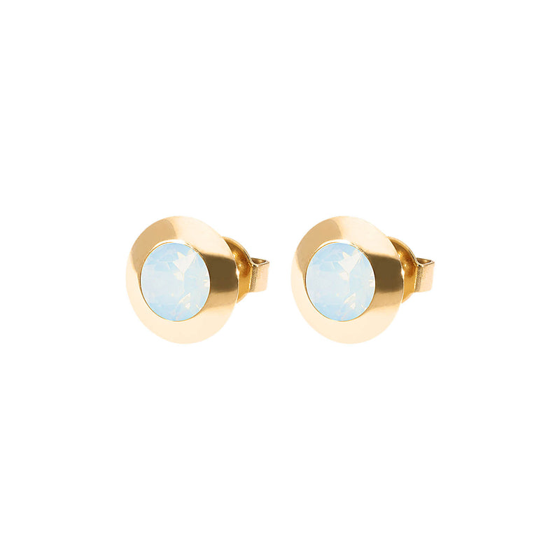 Tondo Stud Earring 0.35" - Gold white opal