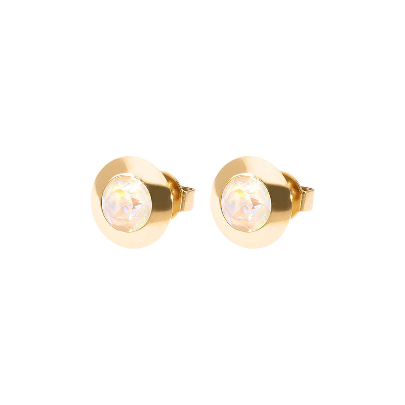 Tondo Stud Earring 0.35" - Gold ivory cream delite