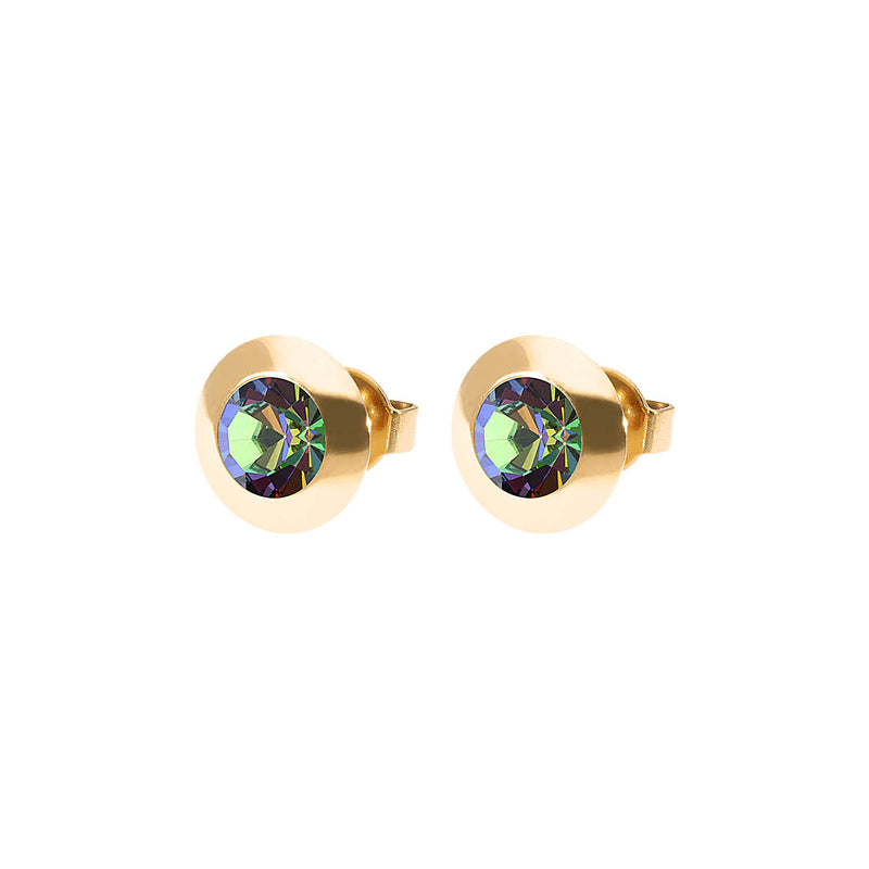 Tondo Stud Earring 0.35" - Gold Crystal Vitrail Medium