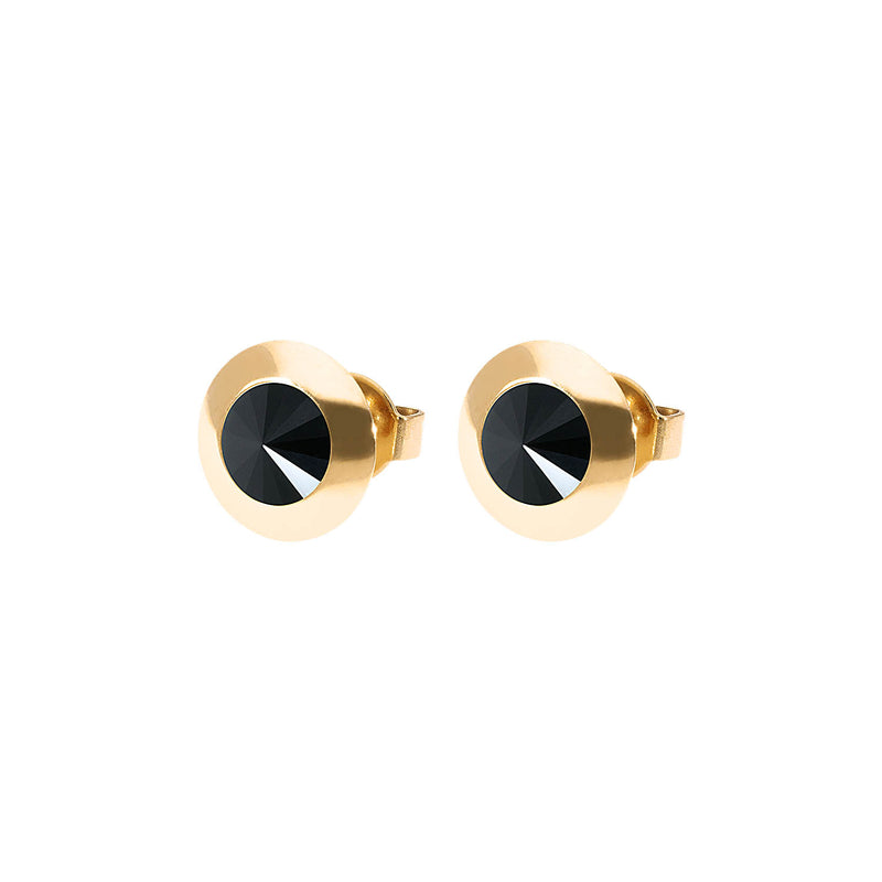 Tondo Stud Earring 0.35" - Gold jet hematite
