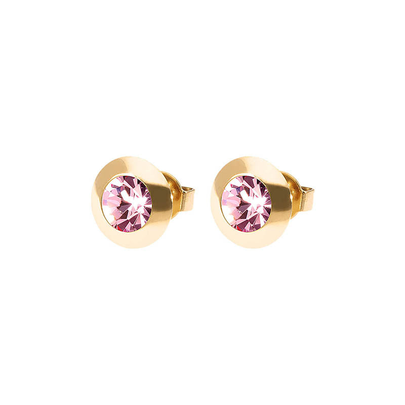 Tondo Stud Earring 0.35" - Gold Light Rose