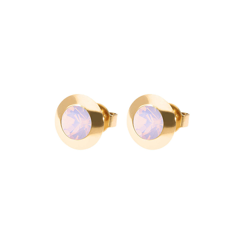Tondo Stud Earring 0.35" - Gold rose opal