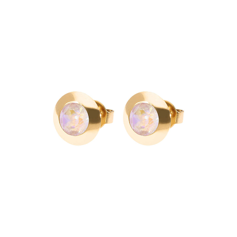 Tondo Stud Earring 0.35" - Gold dusty pink delite