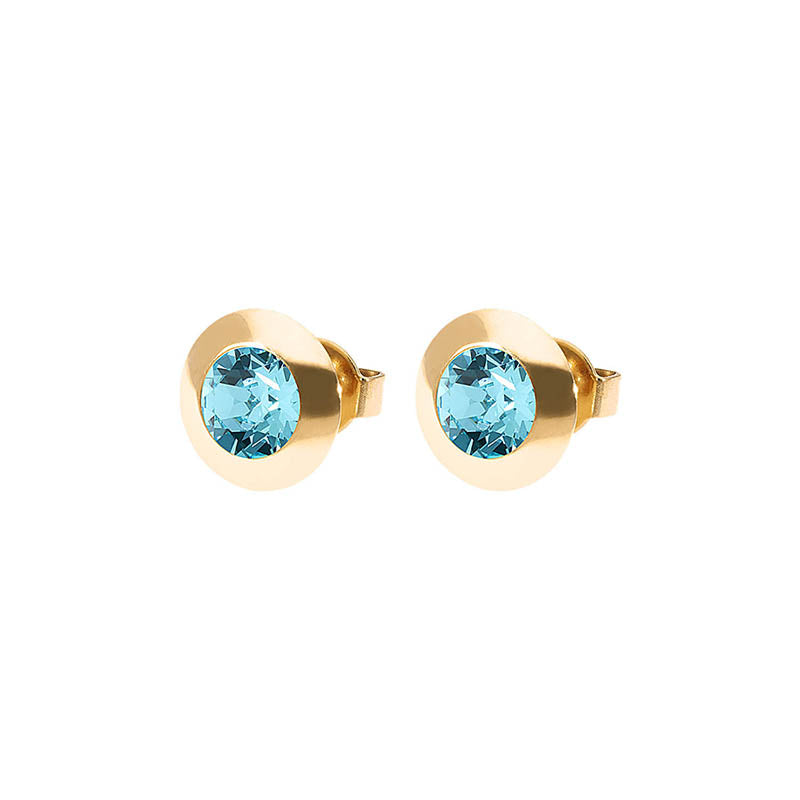 Tondo Stud Earring 0.35" - Gold Light Turquoise