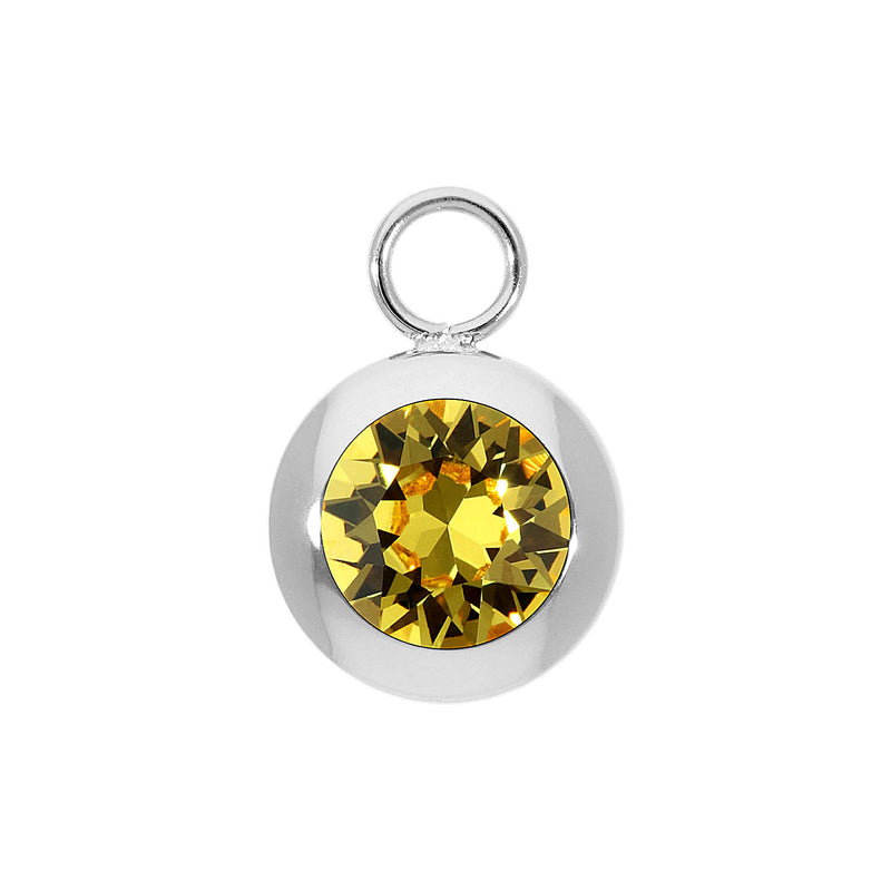 Tondo Charm 0.51" - Silver light topaz