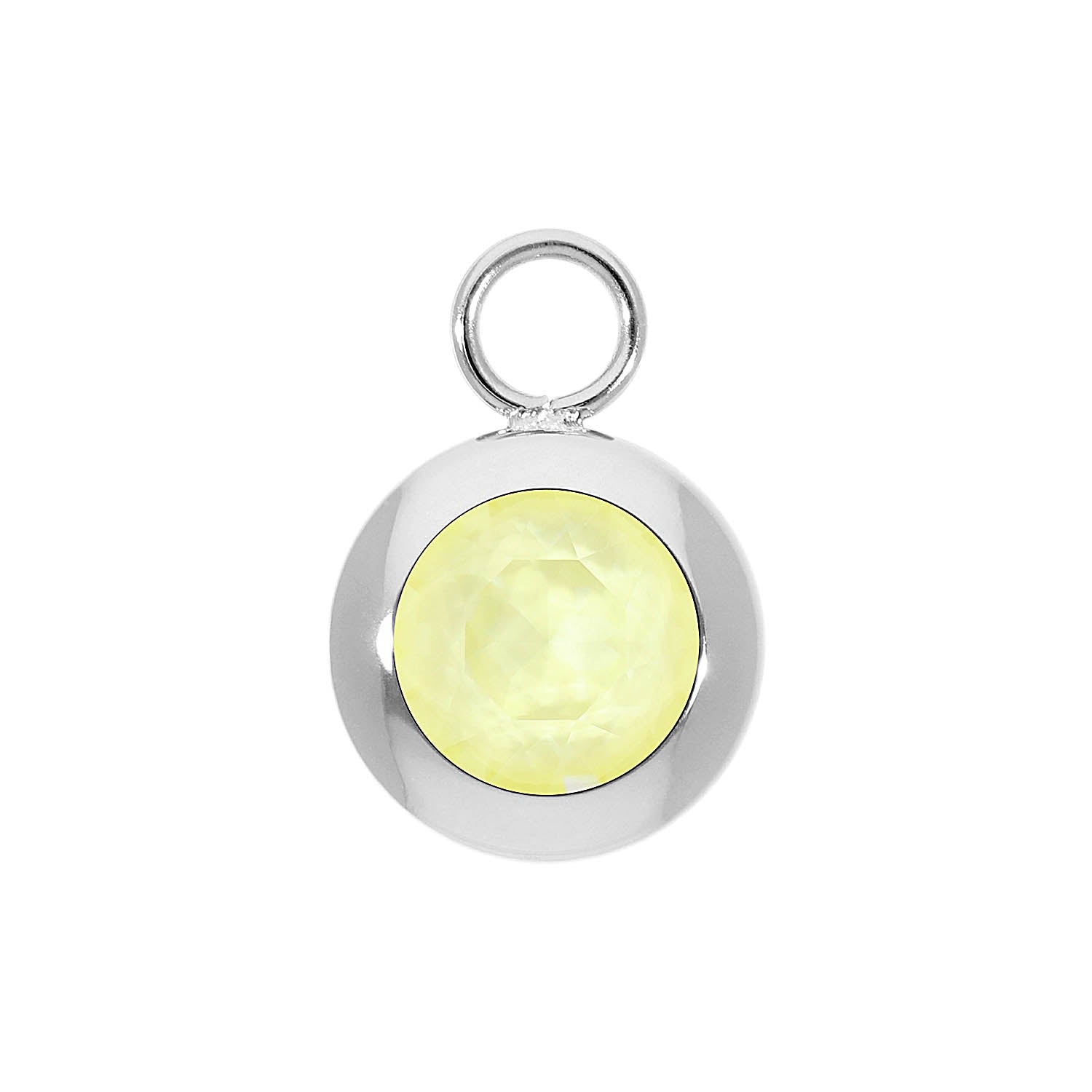 Tondo Charm 0.51" - Silver crystal soft yellow ignite
