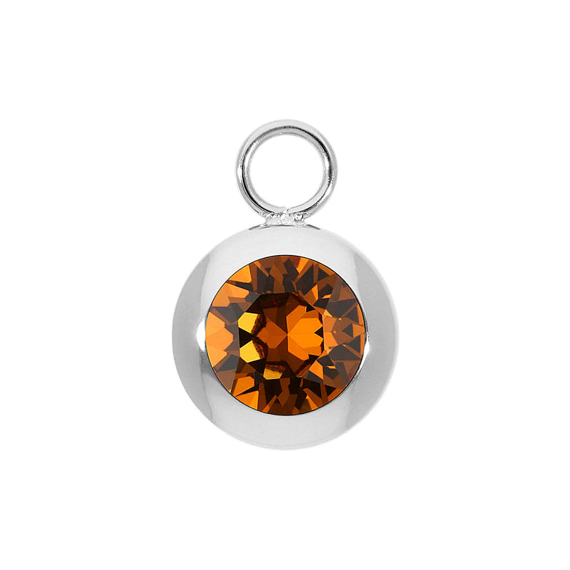 Tondo Charm 0.51" - Silver light amber