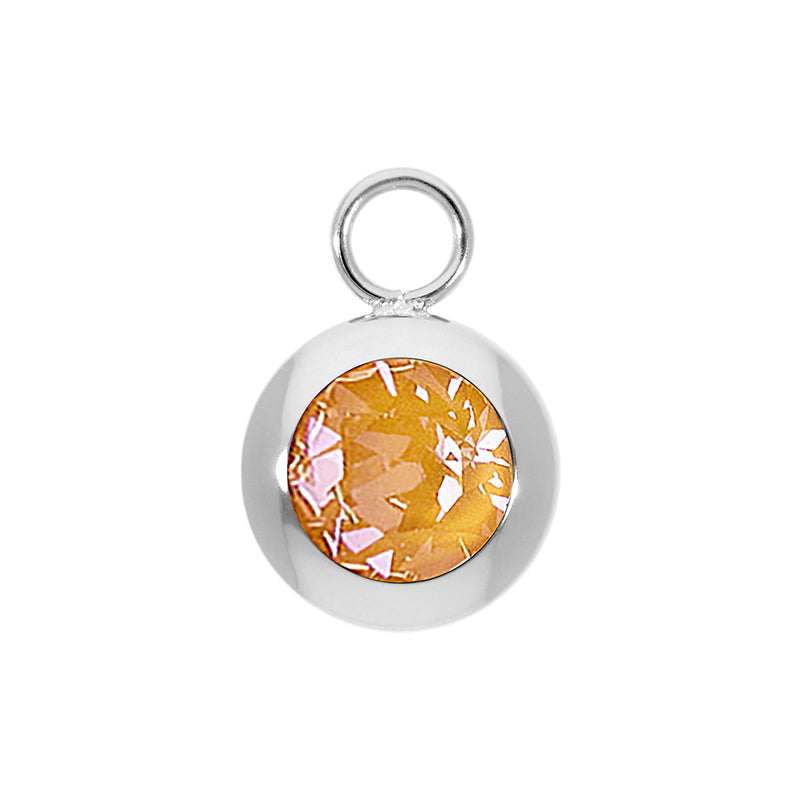 Tondo Charm 0.51" - Silver Crystal Mango Ignite