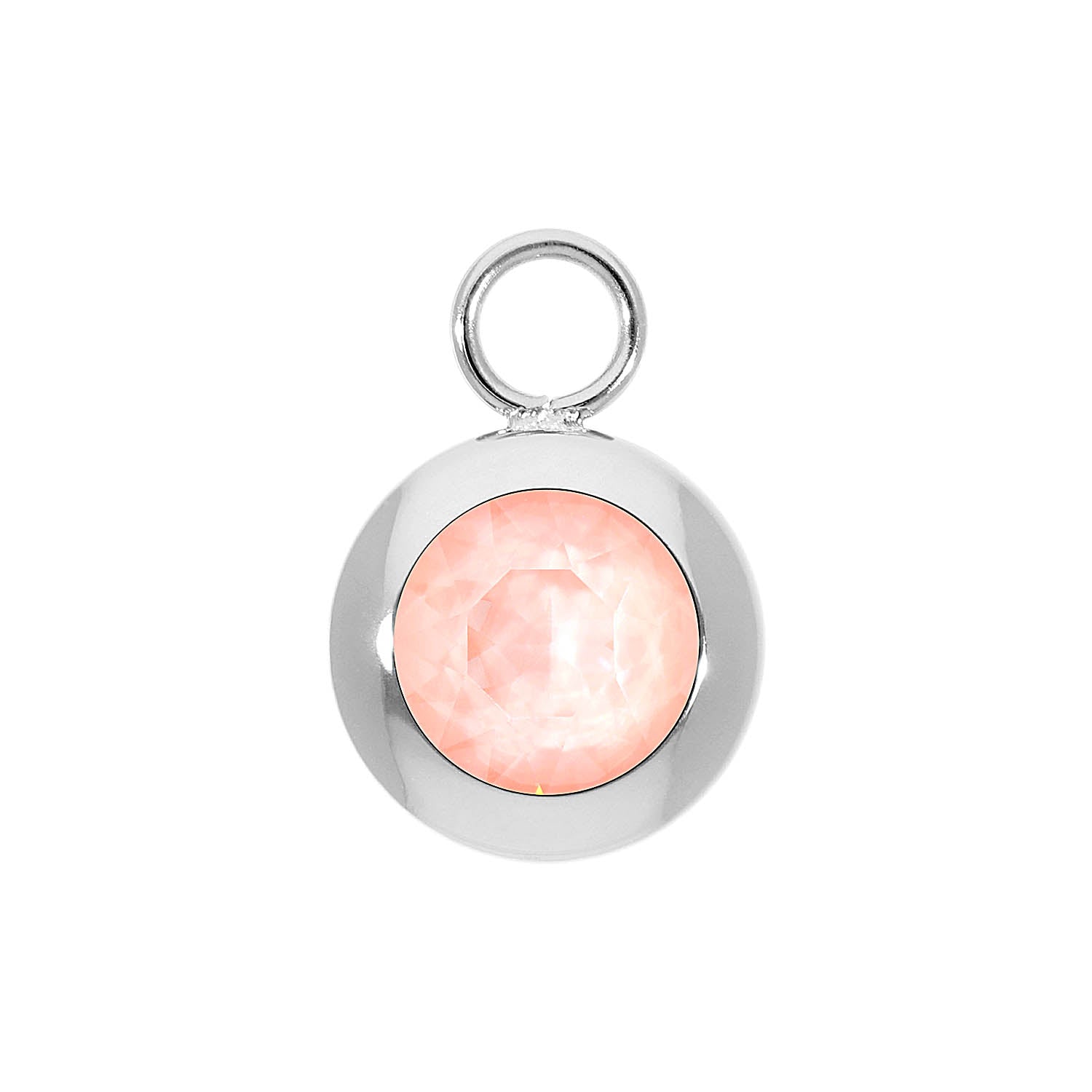 Tondo Charm 0.51" - Silver Crystal Flamingo Ignite