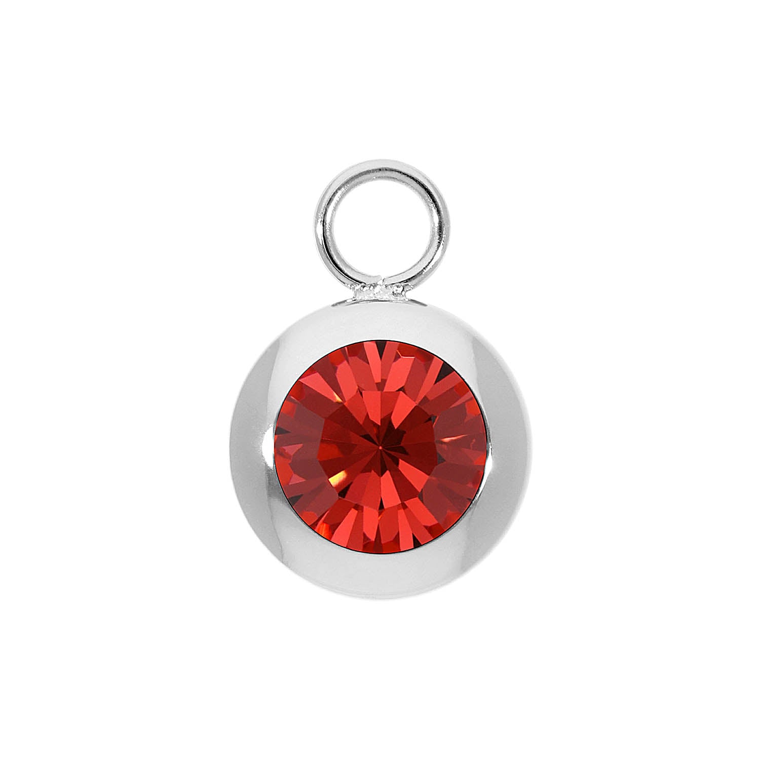 Tondo Charm 0.51" - Silver padparadscha