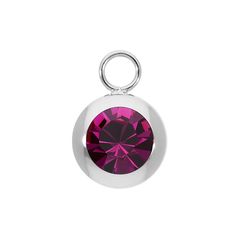 Tondo Charm 0.51" - Silver fuchsia