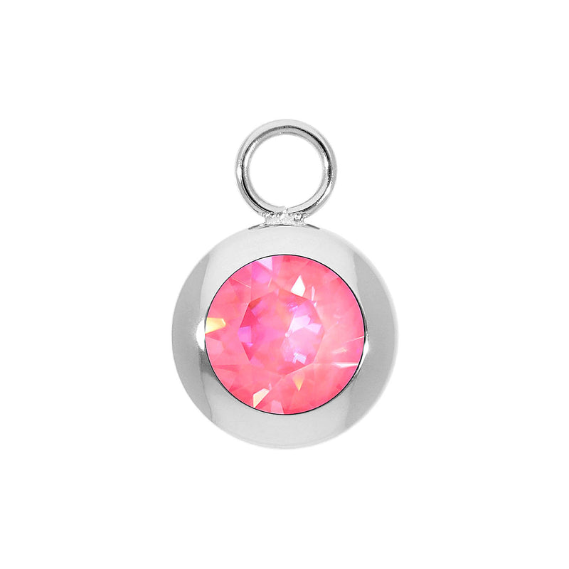 Tondo Charm 0.51" - Silver lotus pink delite