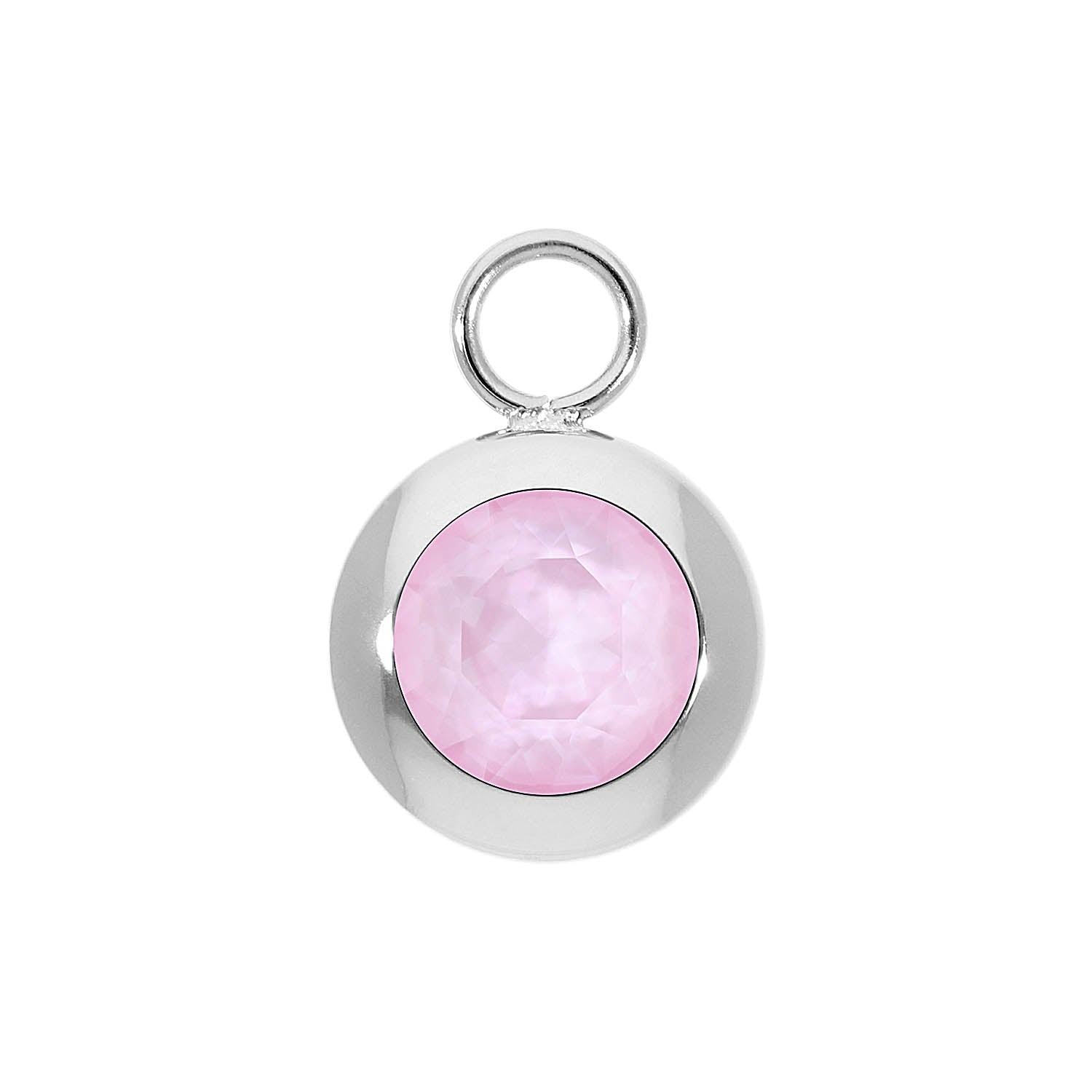 Tondo Charm 0.51" - Silver crystal soft rose ignite