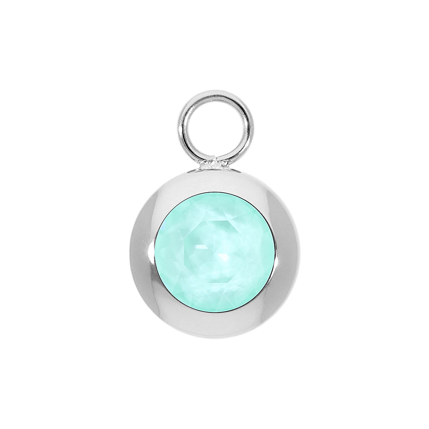 Tondo Charm 0.51" - Silver crystal soft mint ignite