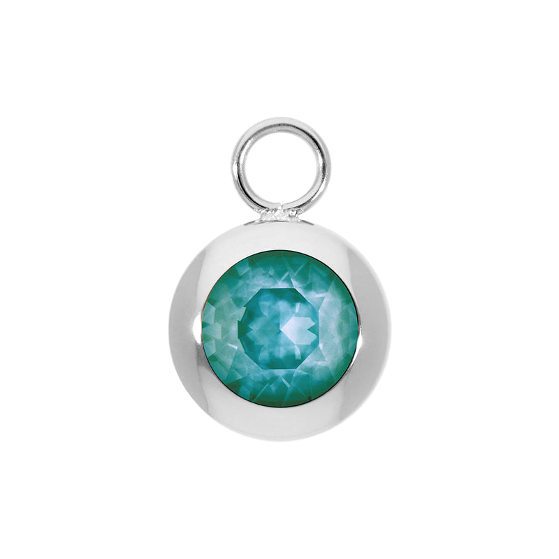 Tondo Charm 0.51" - Silver Crystal Pine Green Ignite