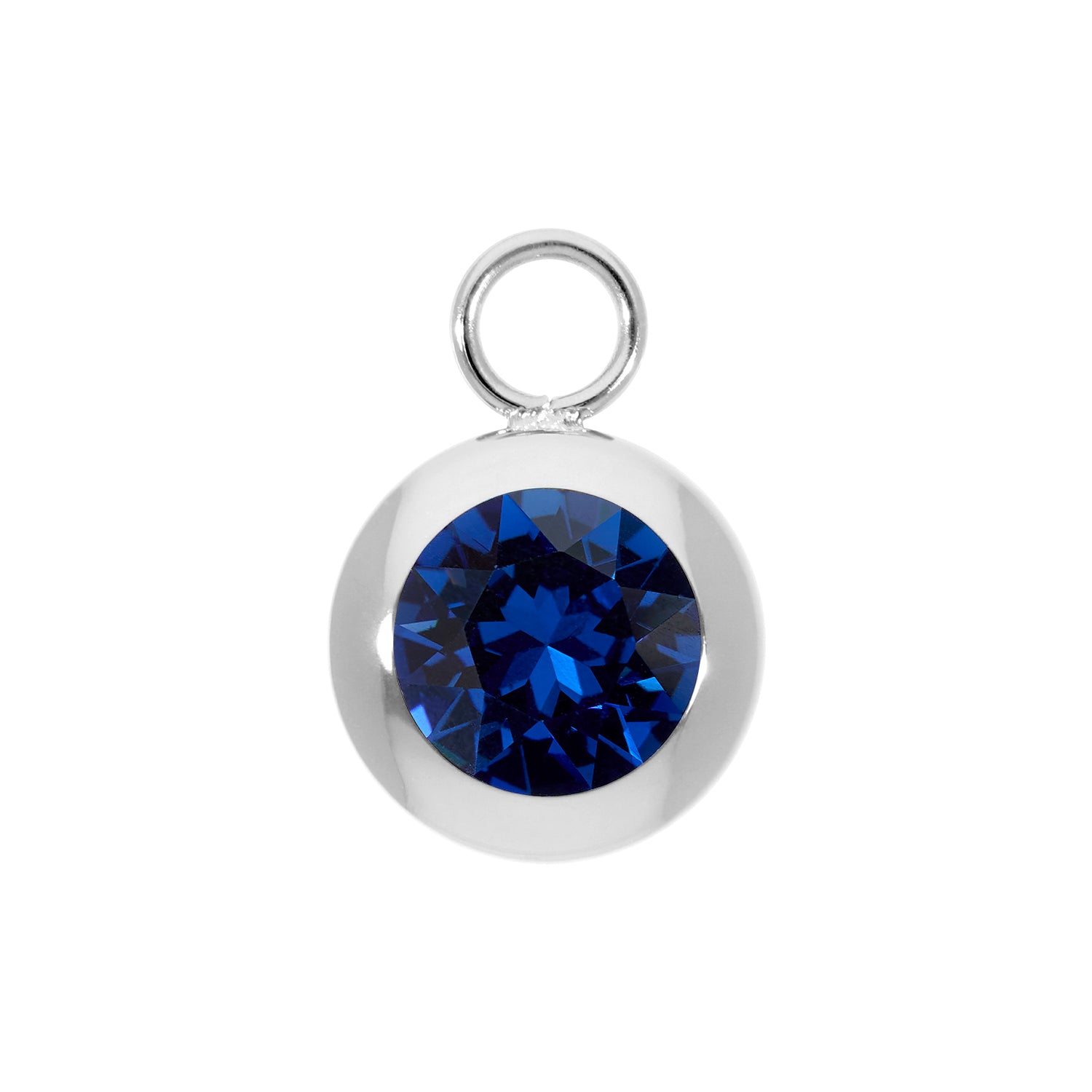 Tondo Charm 0.51" - Silver ReCreated Dark Sapphire