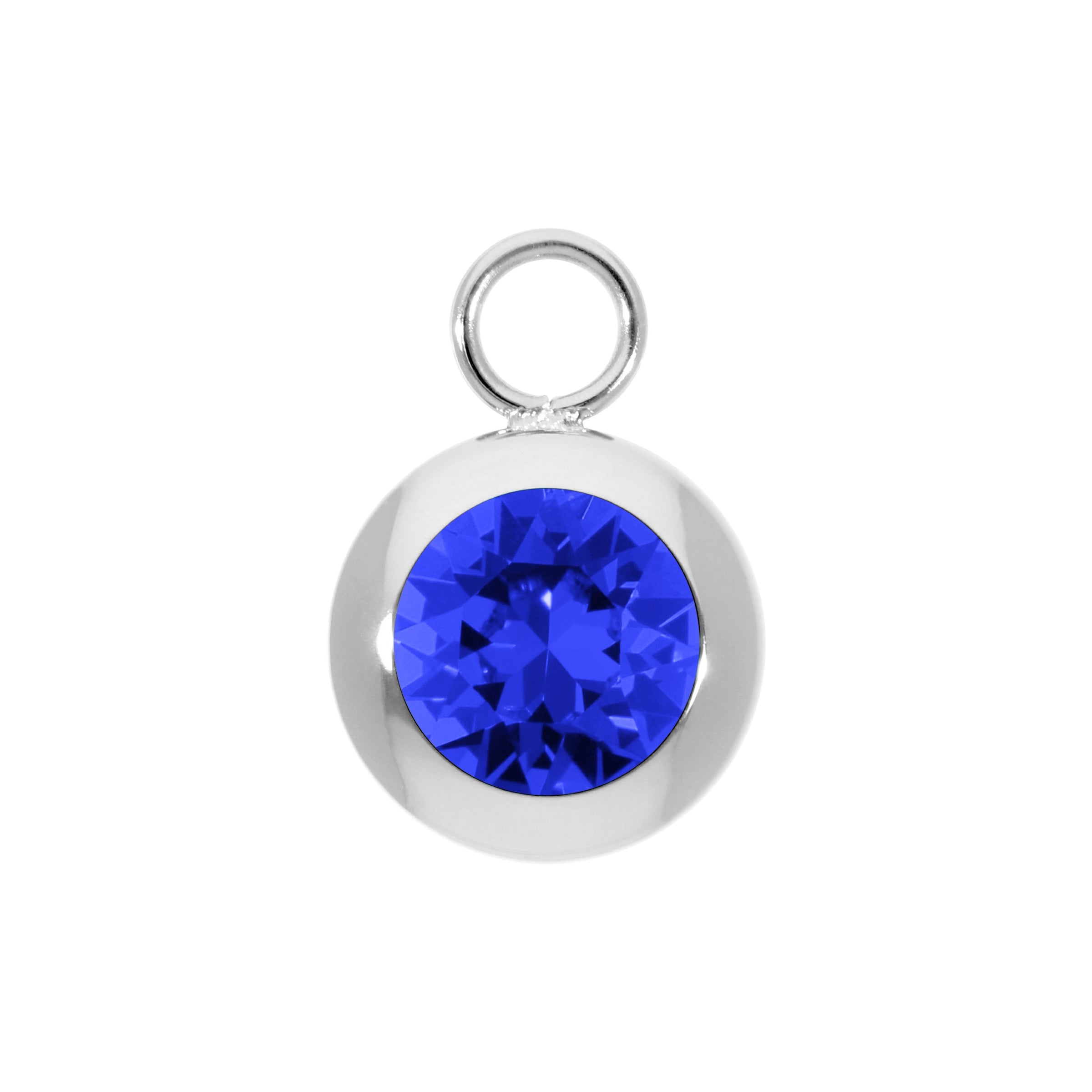 Tondo Charm 0.51" - Silver ReCreated Dark Sapphire