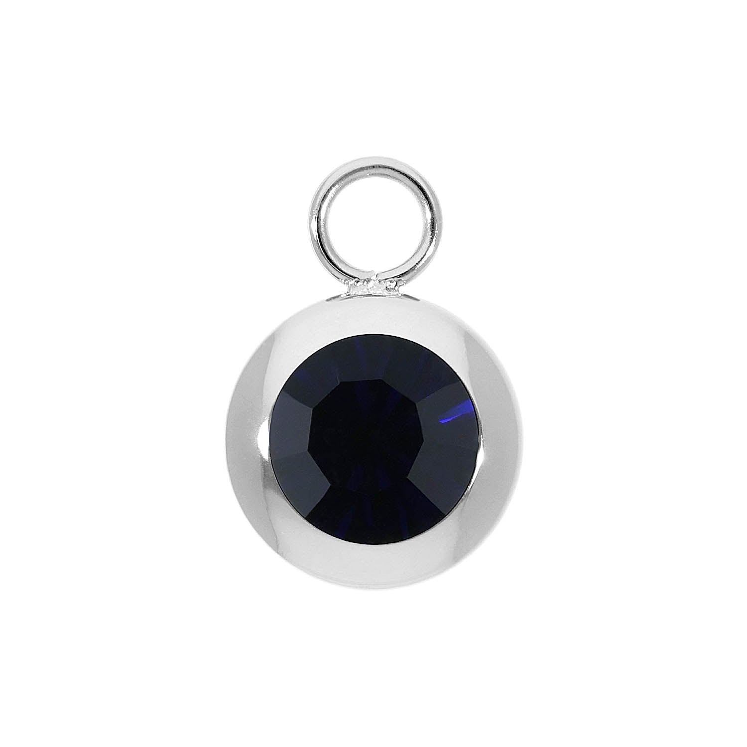 Tondo Charm 0.51" - Silver Dark Indigo