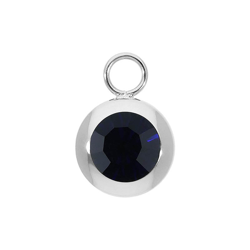 Tondo Charm 0.51" - Silver Dark Indigo