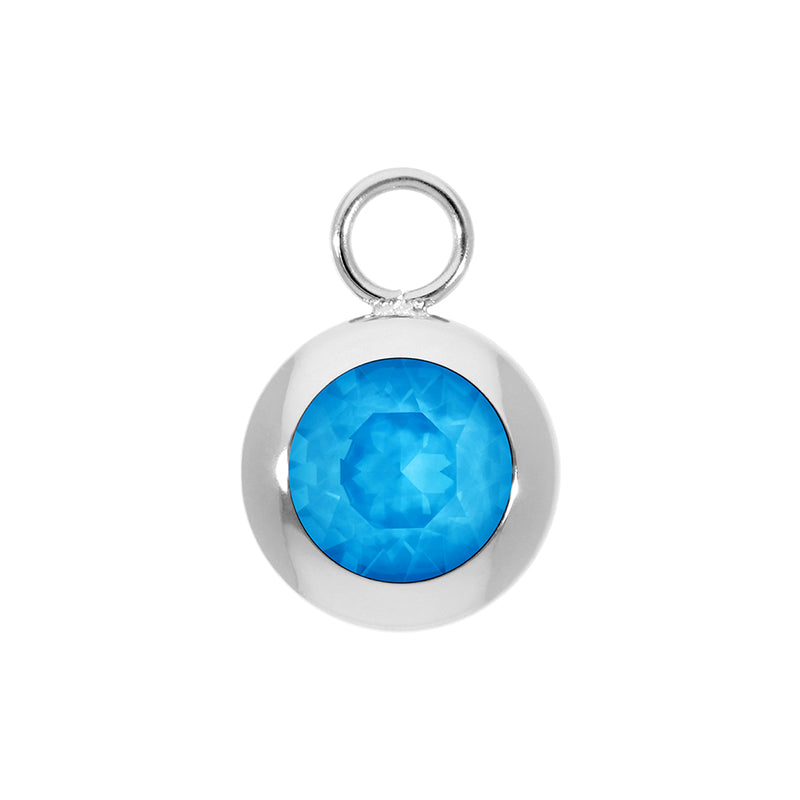 Tondo Charm 0.51" - Silver Crystal Electric Blue Ignite