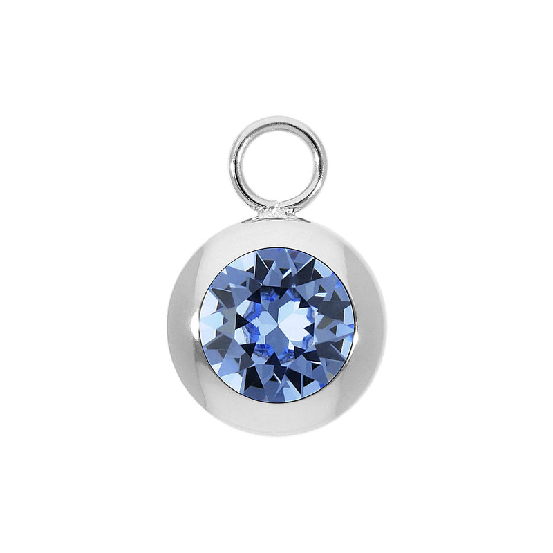Tondo Charm 0.51" - Silver light sapphire
