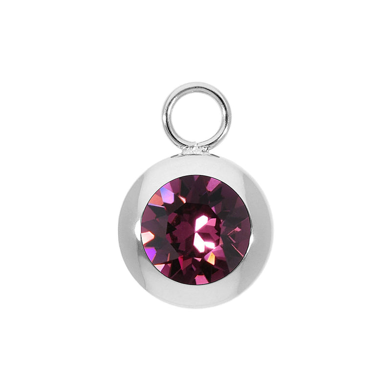 Tondo Charm 0.51" - Silver amethyst