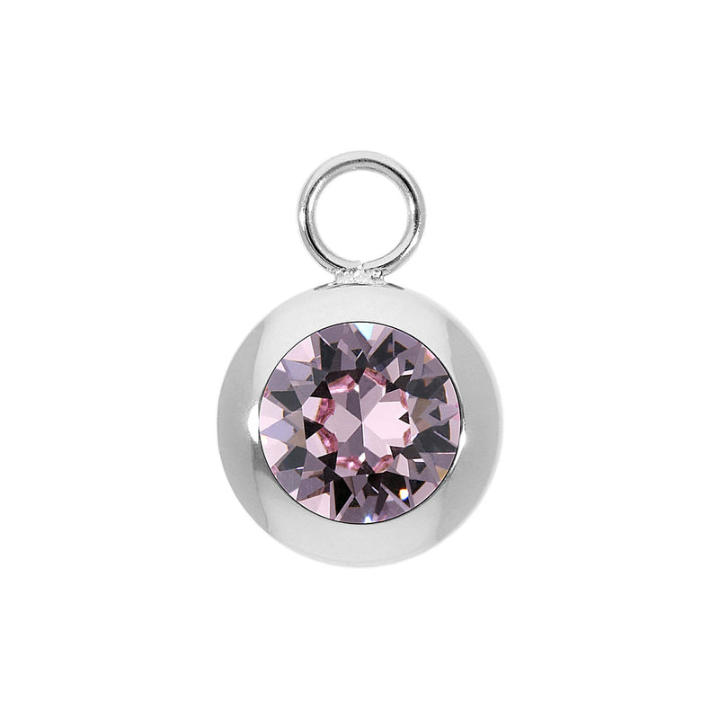 Tondo Charm 0.51" - Silver light amethyst