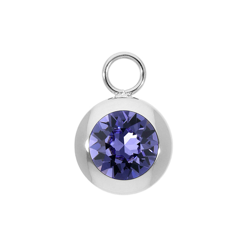 Tondo Charm 0.51" - Silver tanzanite