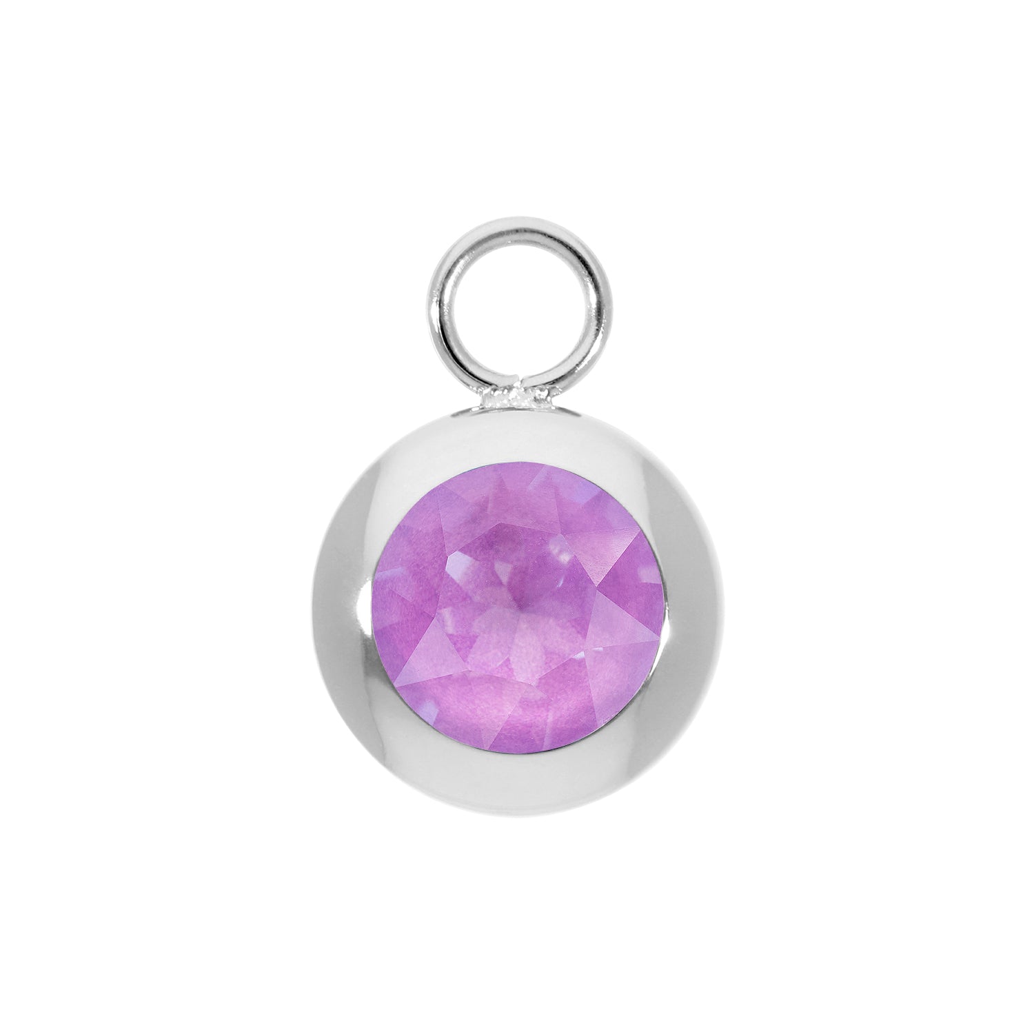 Tondo Charm 0.51" - Silver Crystal Electric Violet Ignite