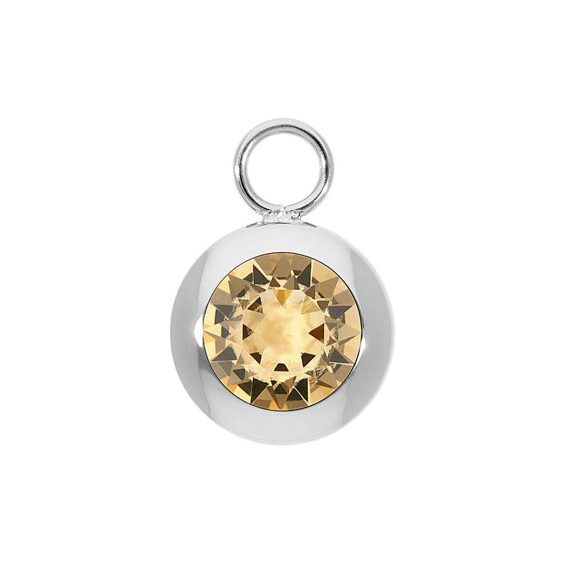 Tondo Charm 0.51" - Silver light colorado topaz ignite