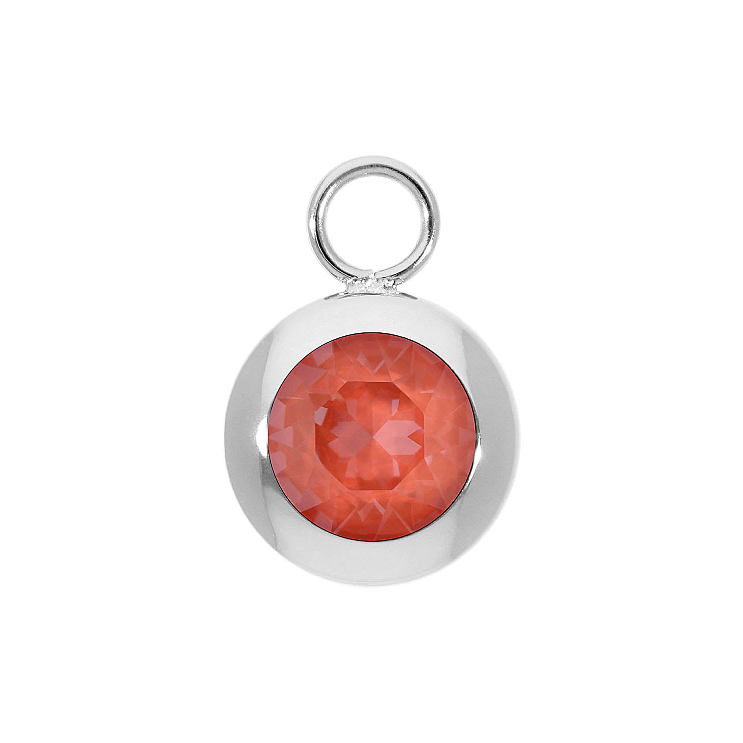 Tondo Charm 0.51" - Silver crystal maroon ignite