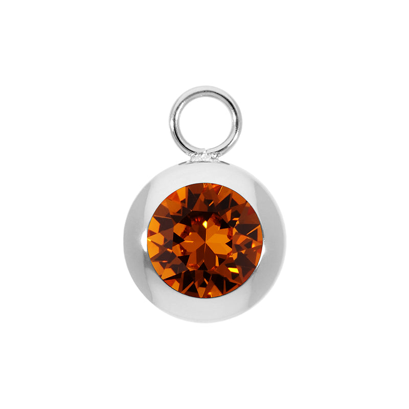 Tondo Charm 0.51" - Silver Smoked Topaz