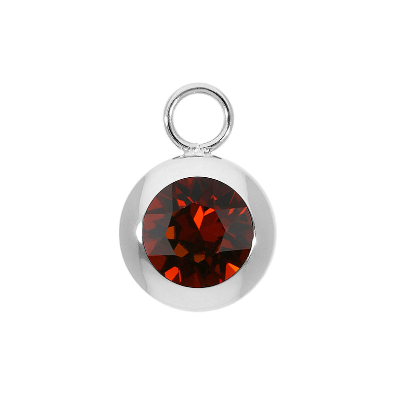 Tondo Charm 0.51" - Silver smoked amber
