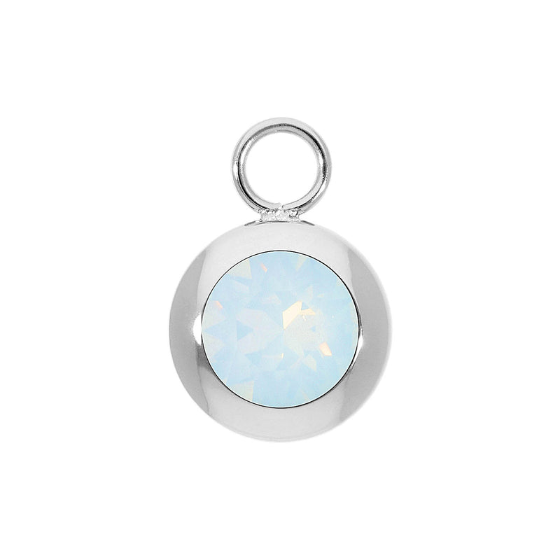 Tondo Charm 0.51" - Silver white opal