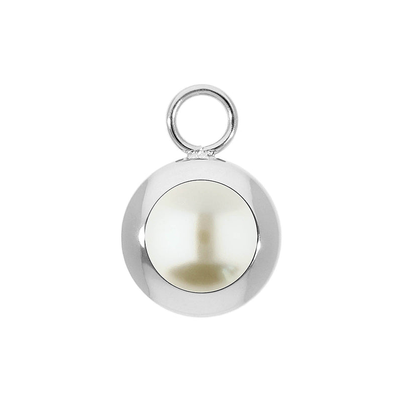 Tondo Charm 0.51" - Silver cream pearl